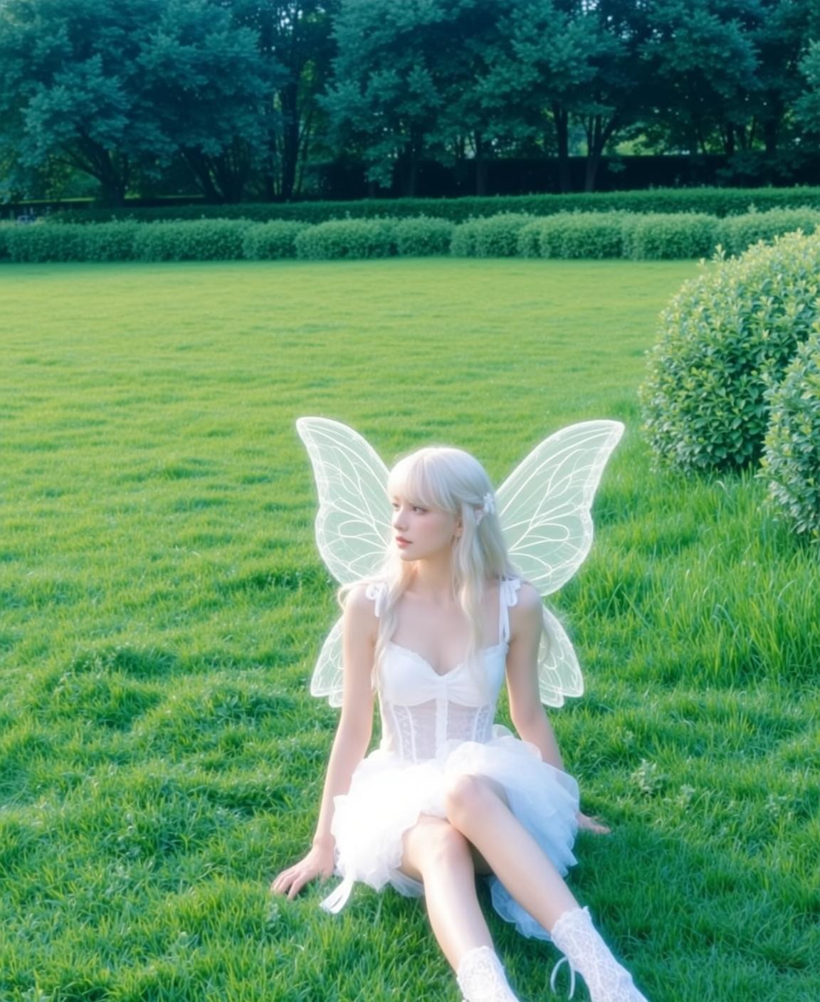Fairycore Young Platinum Blonde Straight Bangs Fair reference photo