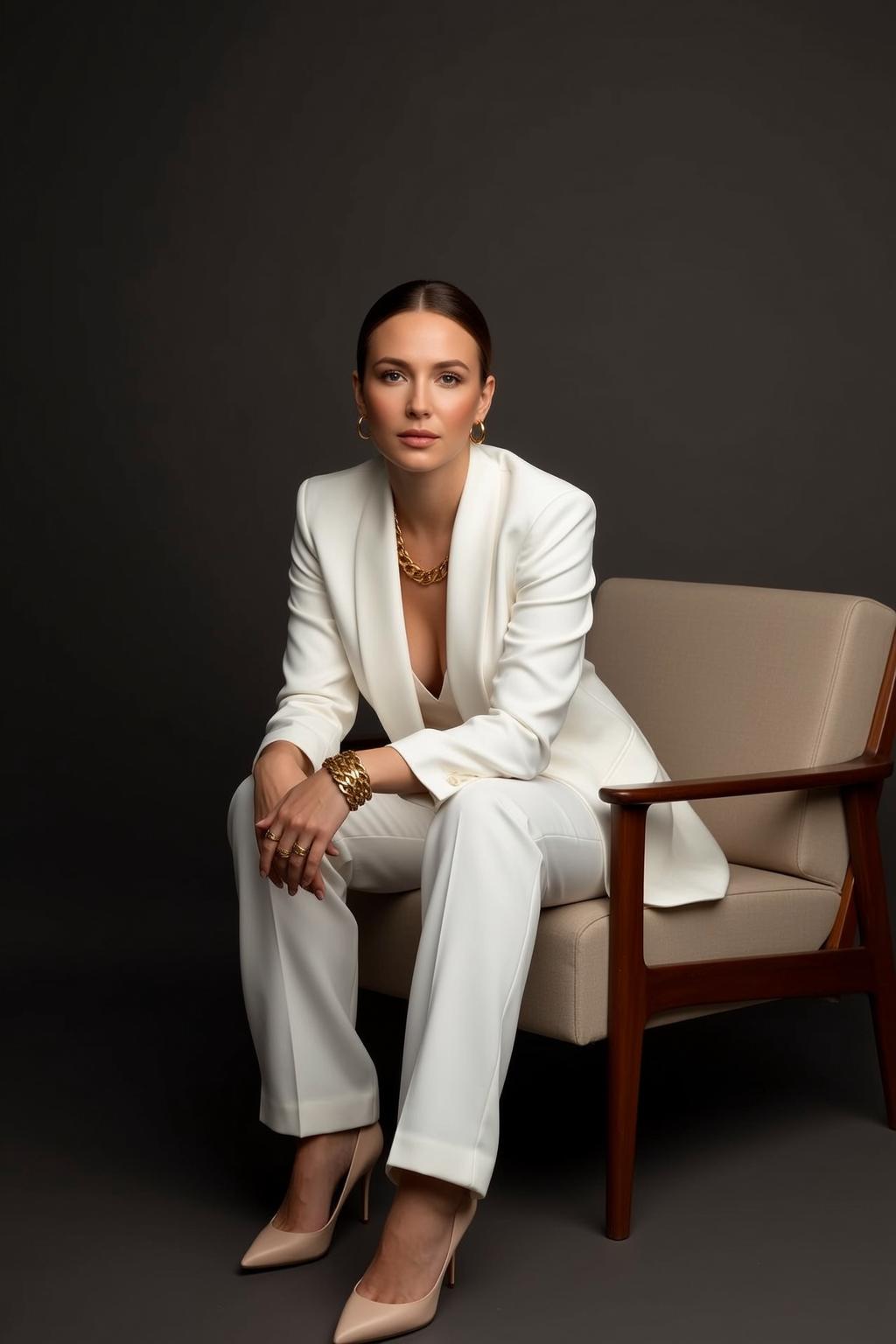 Luxury Pulled Back Fair White V-neck Top reference photo