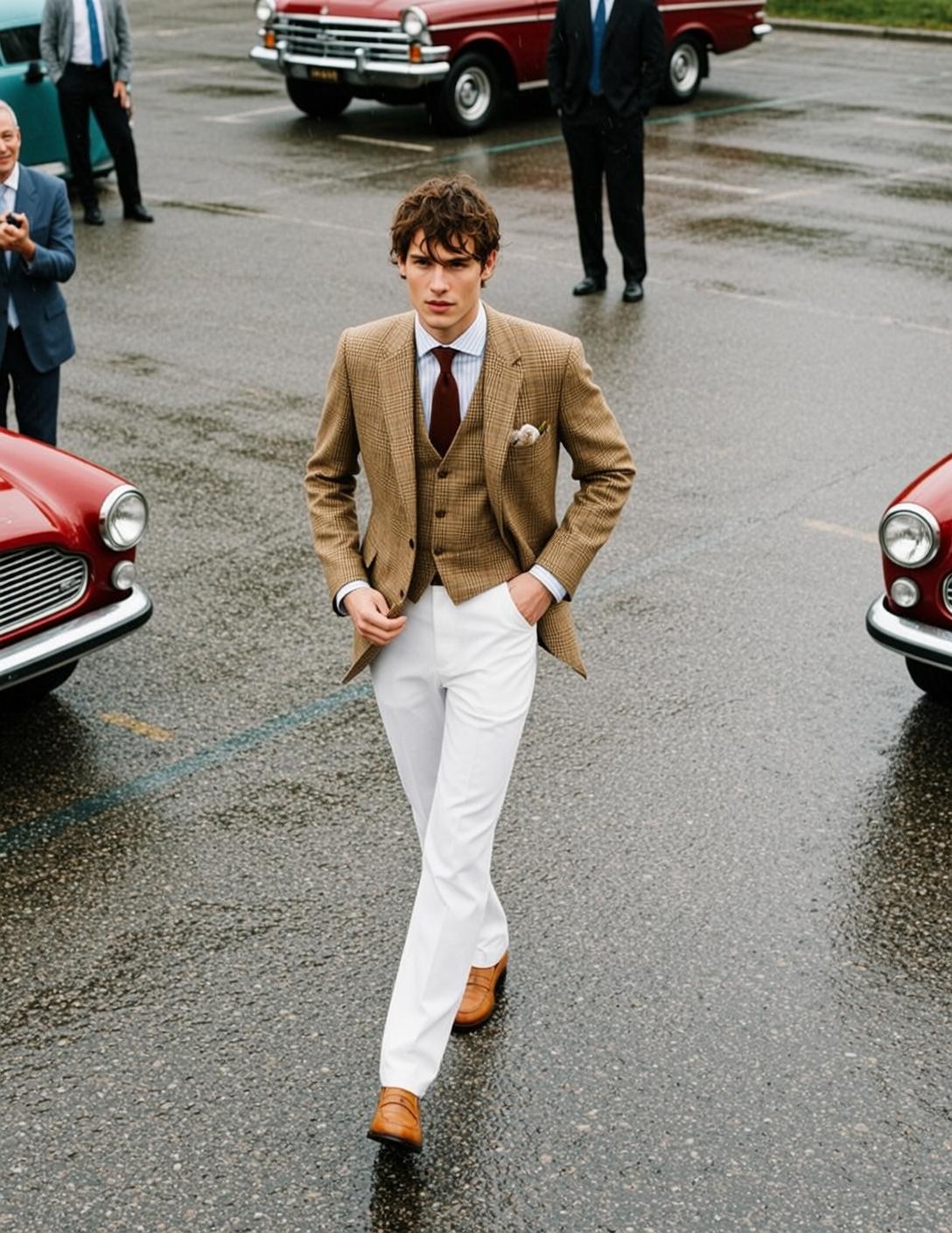 Young Brown Curly Fair White Dress Shirt reference photo