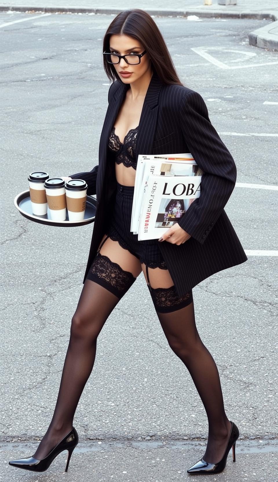 Blazer Lingerie Coffee Tray Street reference photo