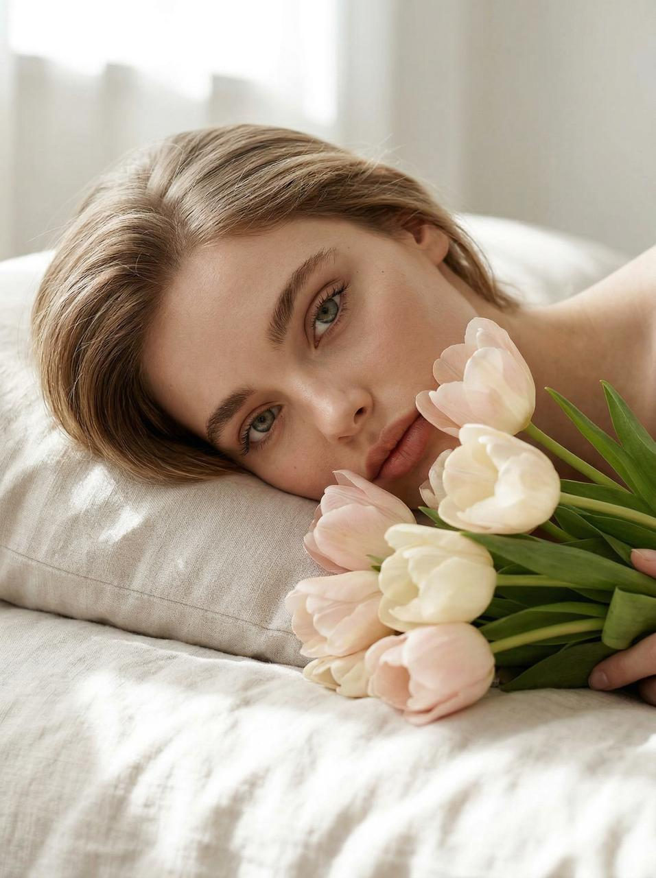 Realistic Soft Beauty Portrait Tulips