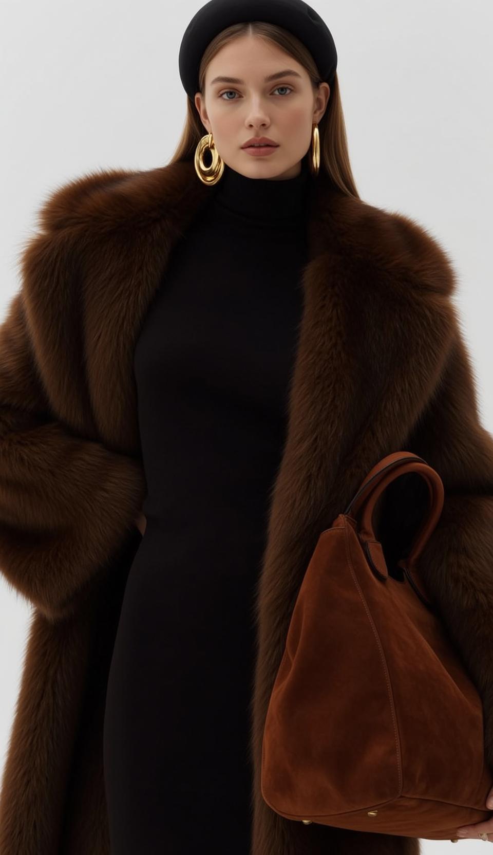 Fur Coat Black Dress reference photo