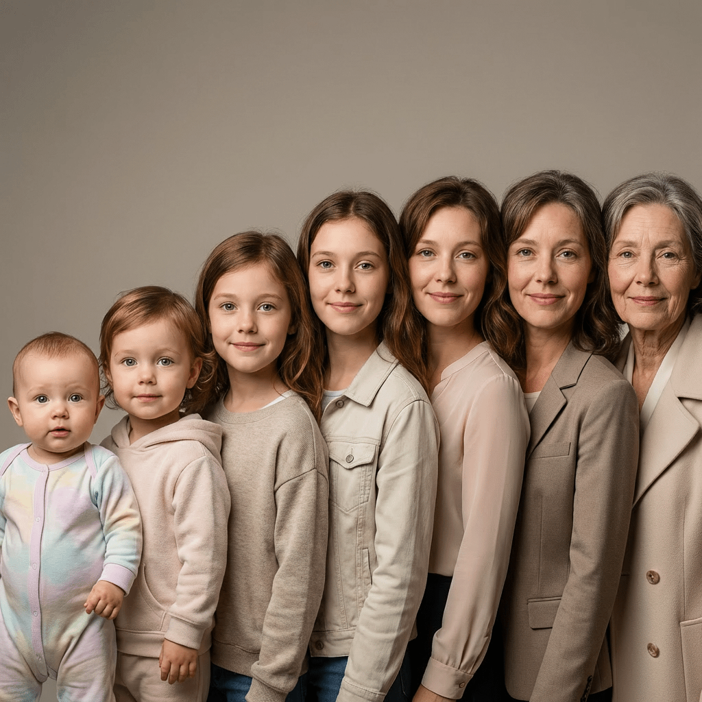 Aging Woman Cinematic Evolution Facial Identity