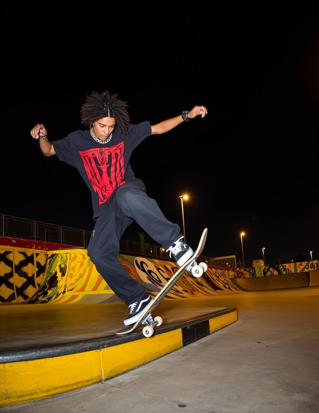 Night Skatepark Ledge Grind reference photo
