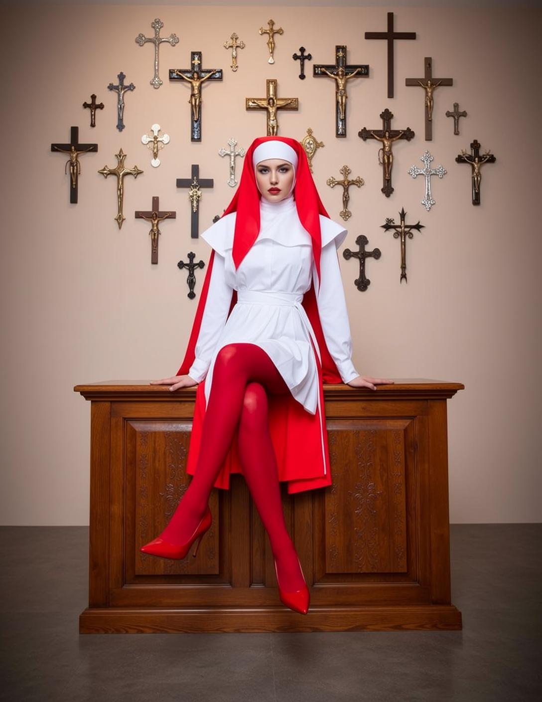 Nun Habit Crossed Legs reference photo