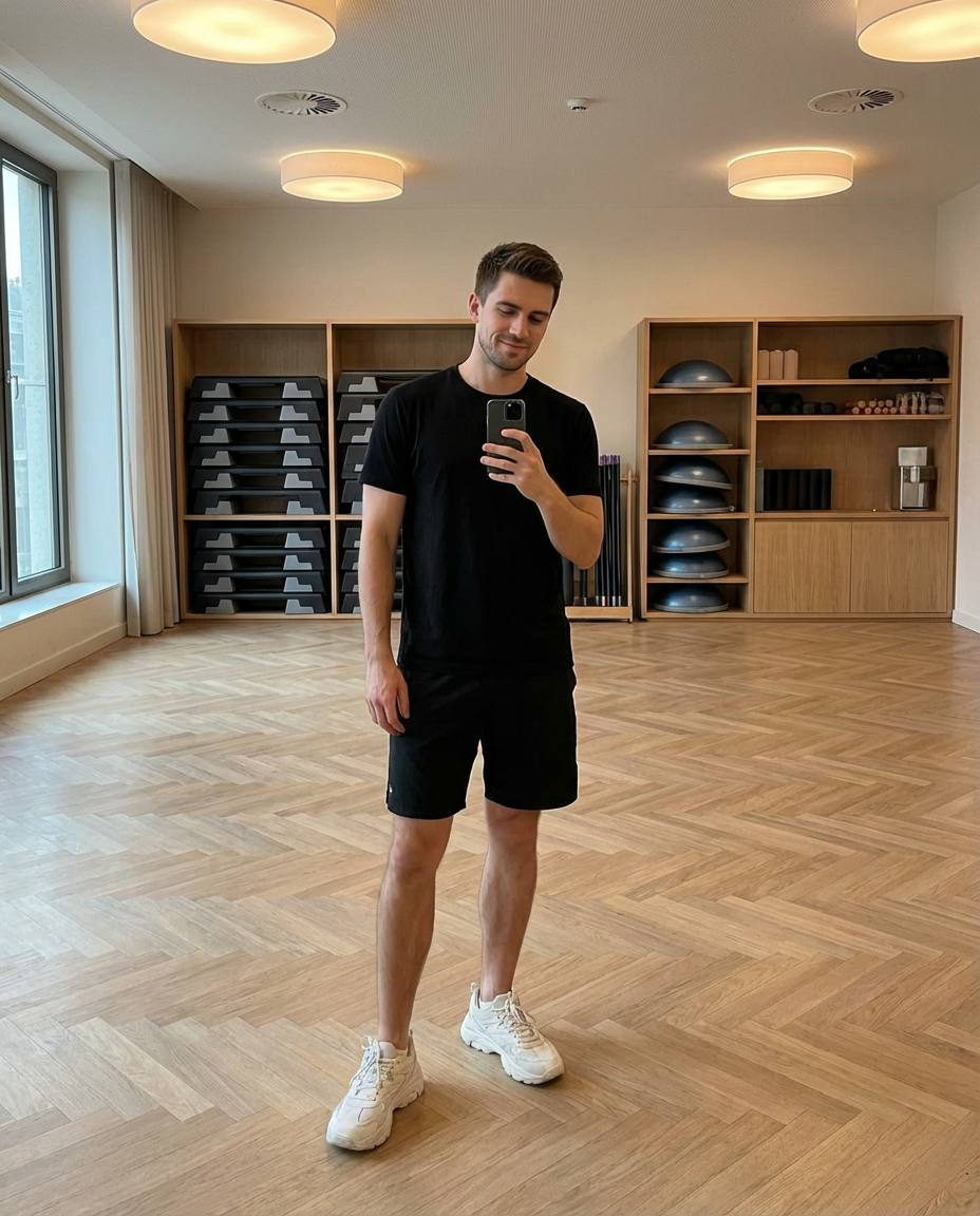 Man Mirror Selfie Minimalist Gym