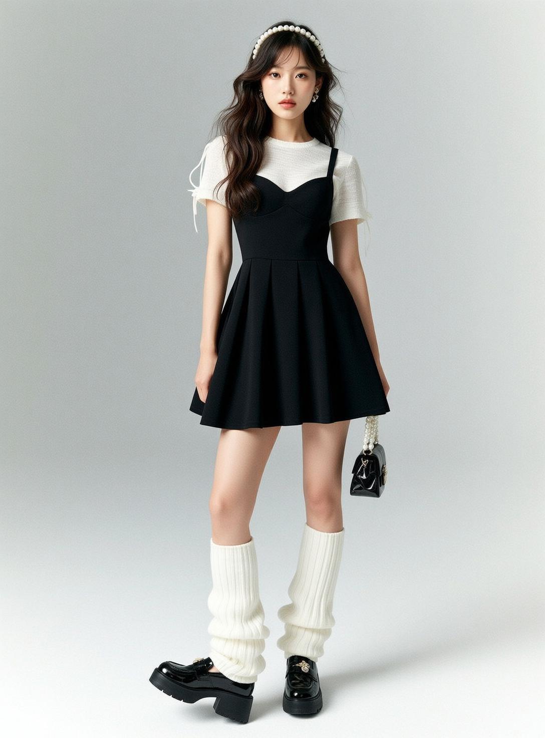 Pearl Headband Pleated Studio Look