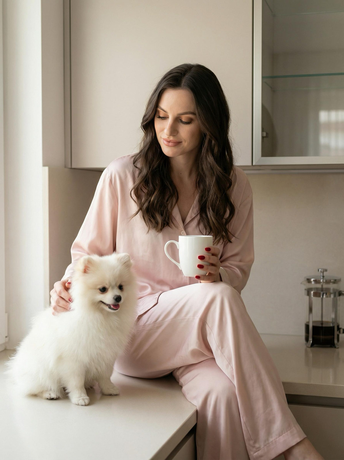 Realistic Woman Kitchen Mug Animal Photo