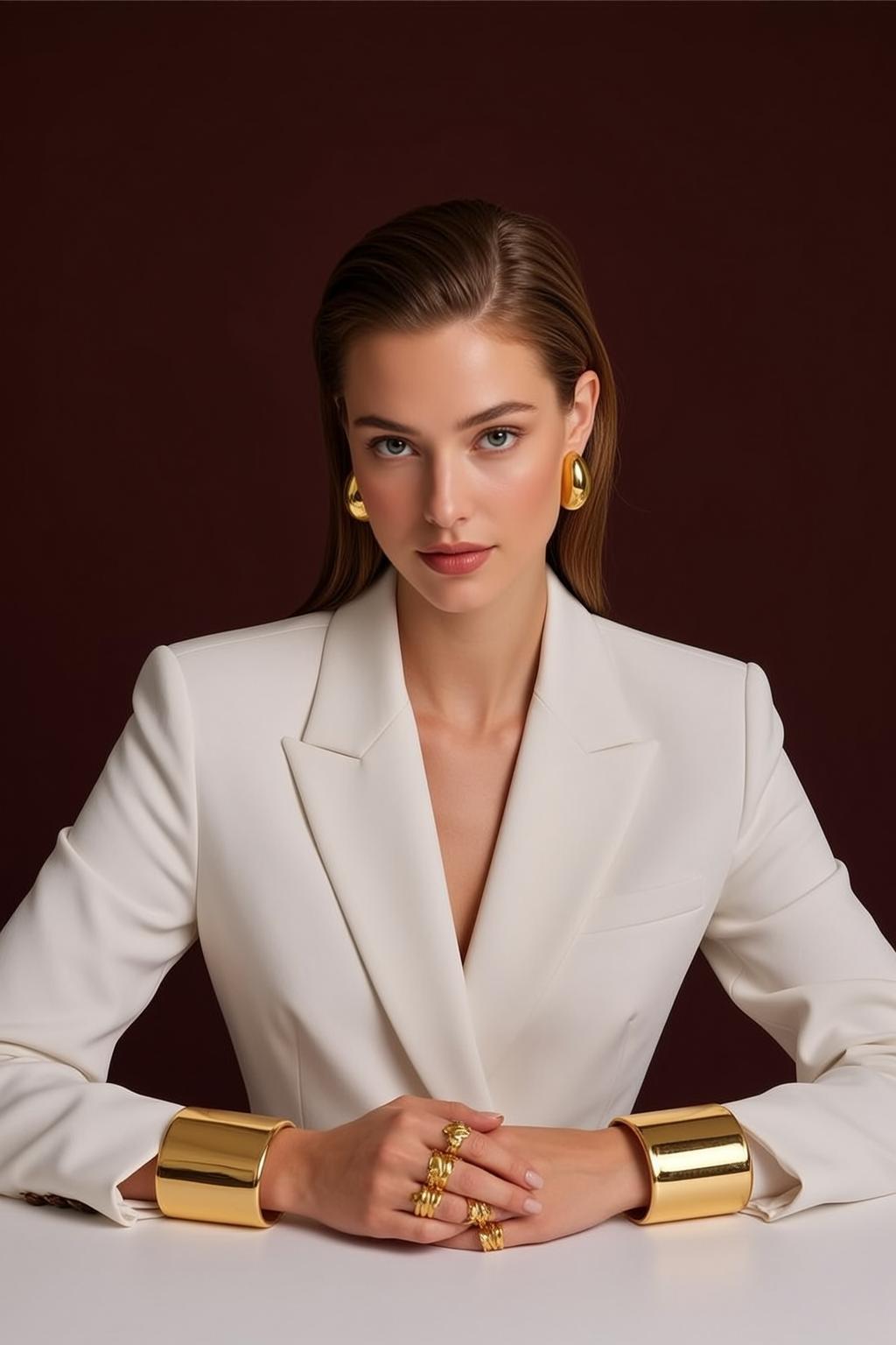 Luxury Young Long Straight Brown Slicked Back reference photo