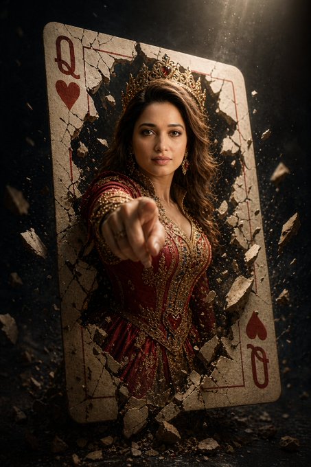 Queen Of Hearts Emerging Shattered Card Dark Spotlight