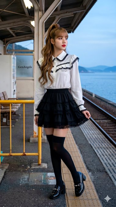 Chiffon Skirt Train Platform Twilight Scene