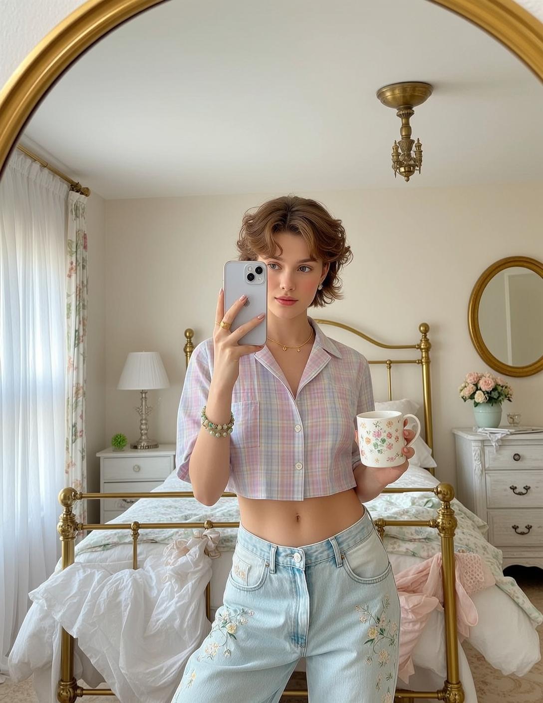 Balletcore Holding Smartphone Her Right Hand Taking