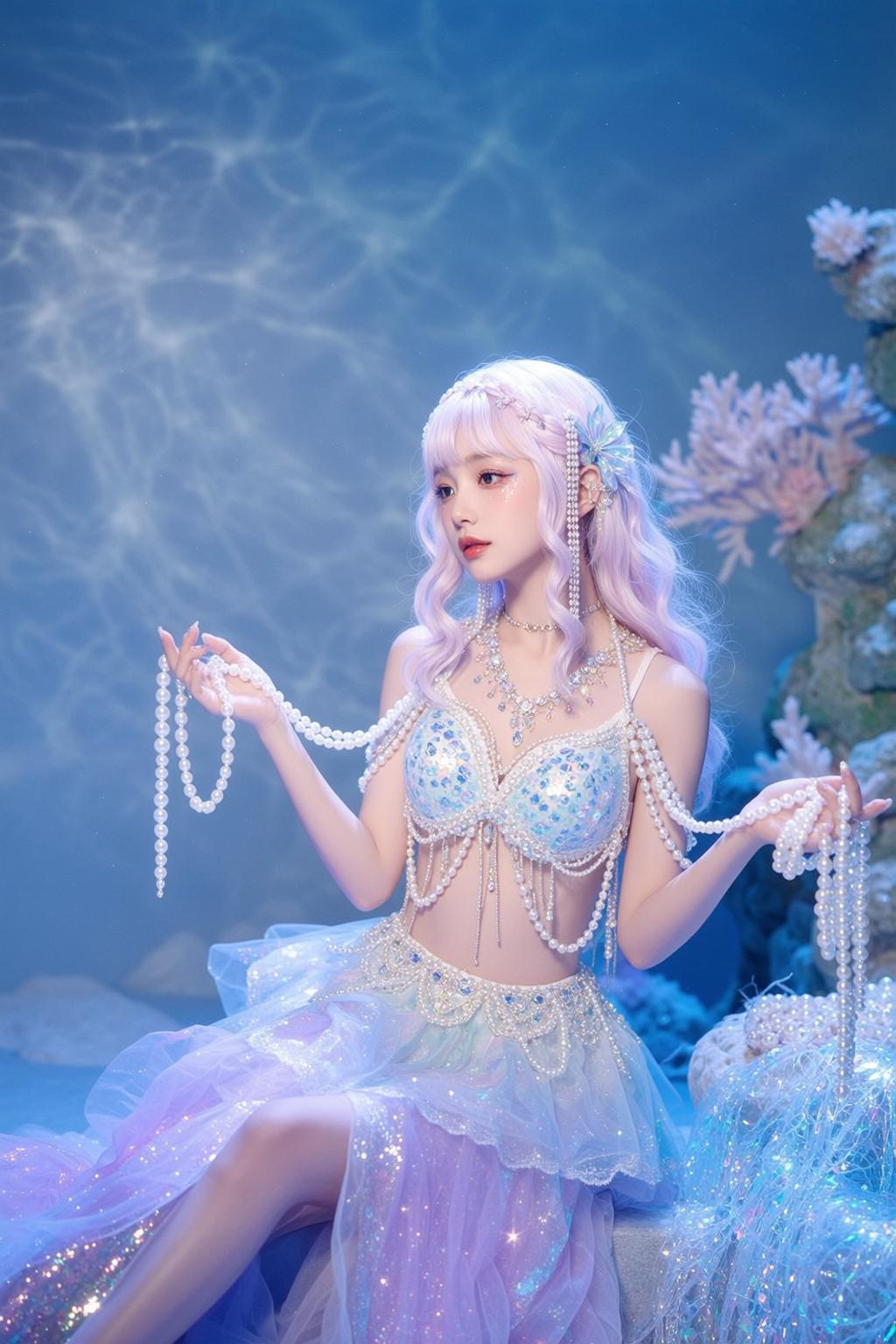 Blue Mermaid Underwater Scene reference photo