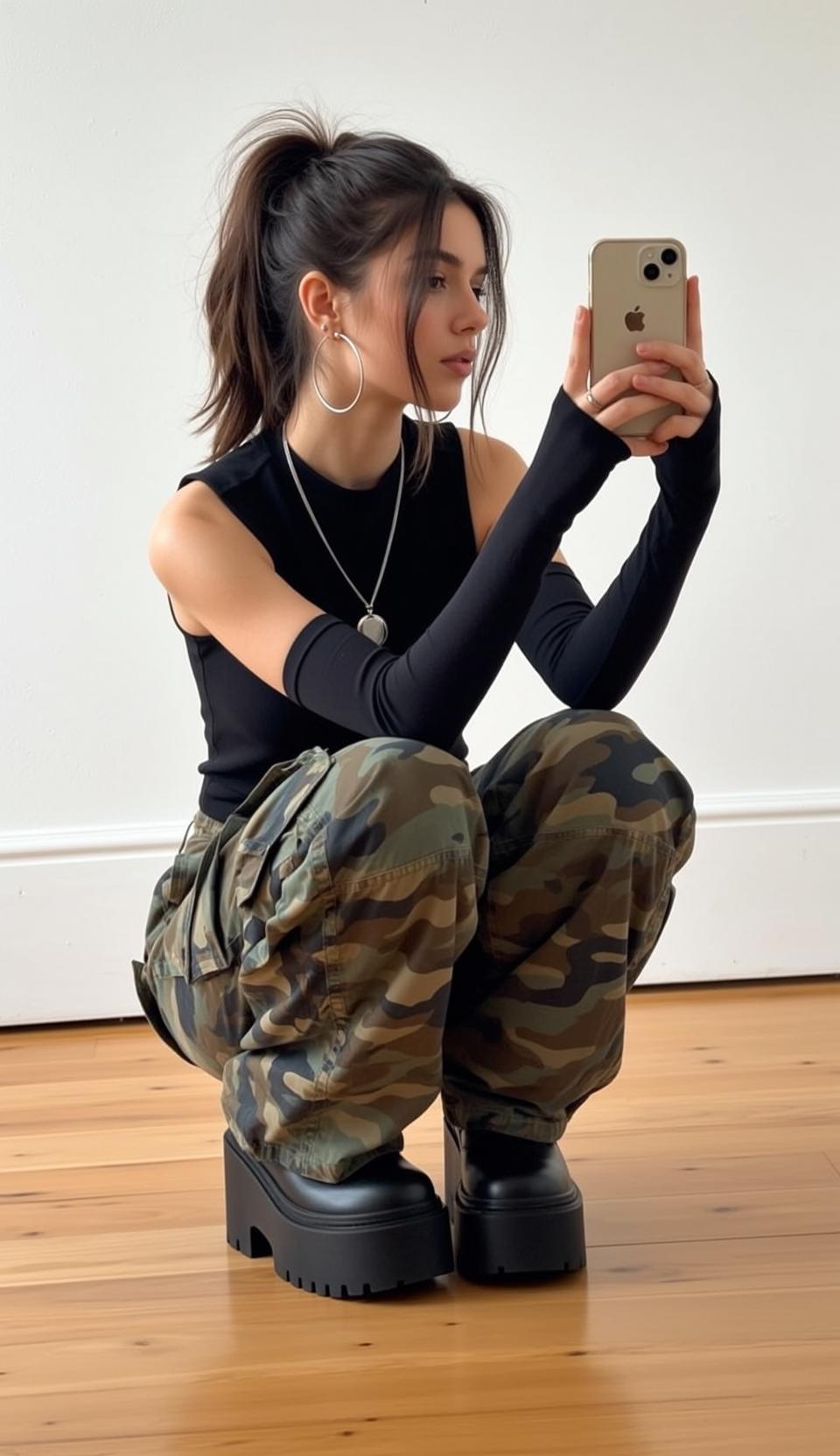 Skater Young Dark Brown Ponytail Wisps Framing