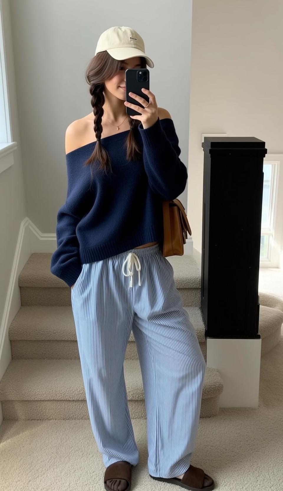 Taking Selfie On Carpeted Stairs reference photo