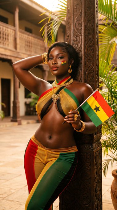 Kente Outfit Ghanaian Pillar Warm Lighting
