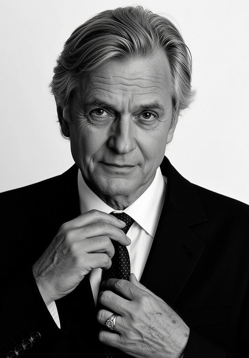 Black And White Medium Shot Portrait Older Man With Distinguished reference photo