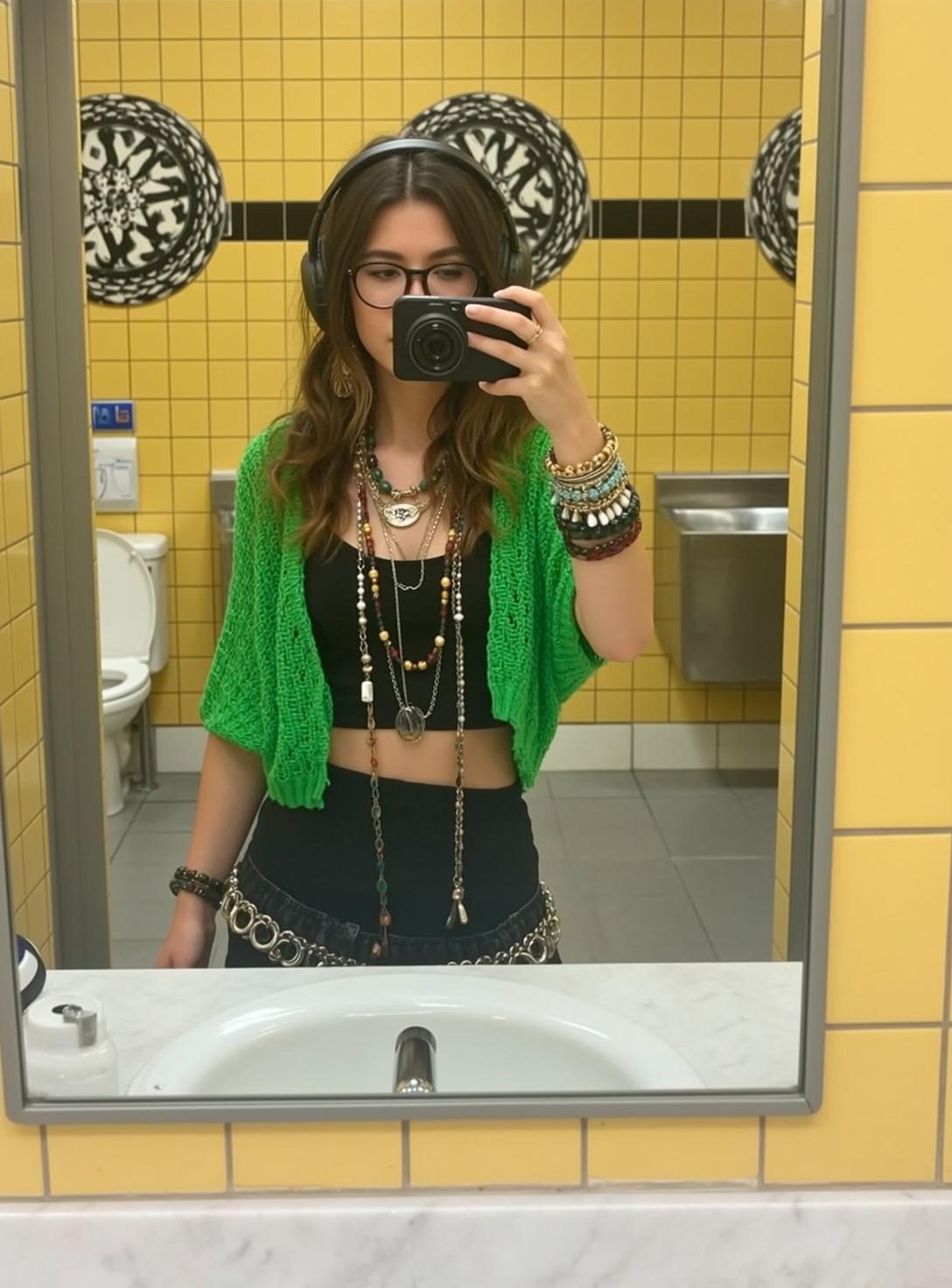 Yellow Tiled Restroom Selfie Camera reference photo