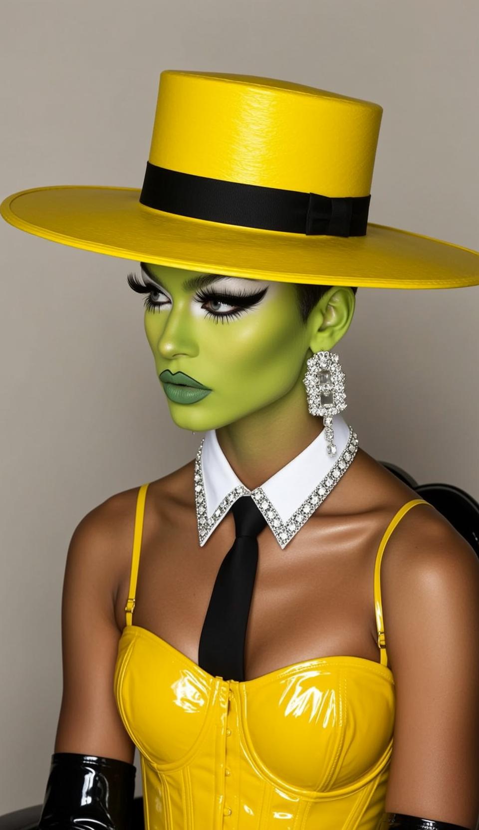 Yellow Corset Green Skin Portrait reference photo