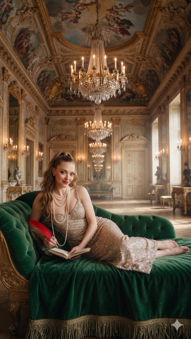 Emerald Chaise Lounge Sequin Gown Grand Ballroom