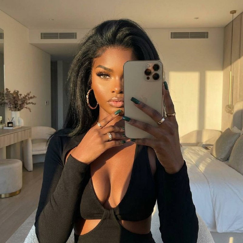 Realistic Girl Bedroom Mirror Selfie Golden Hour
