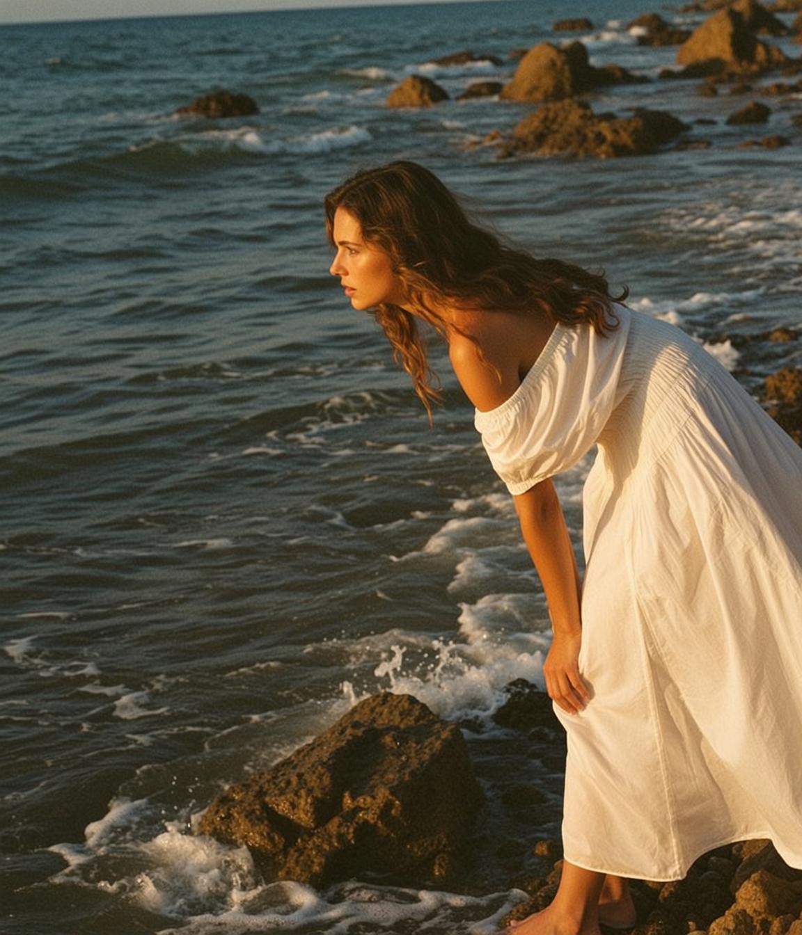 Vacation Young Long Wavy Brown Fair Off-the-shoulder reference photo