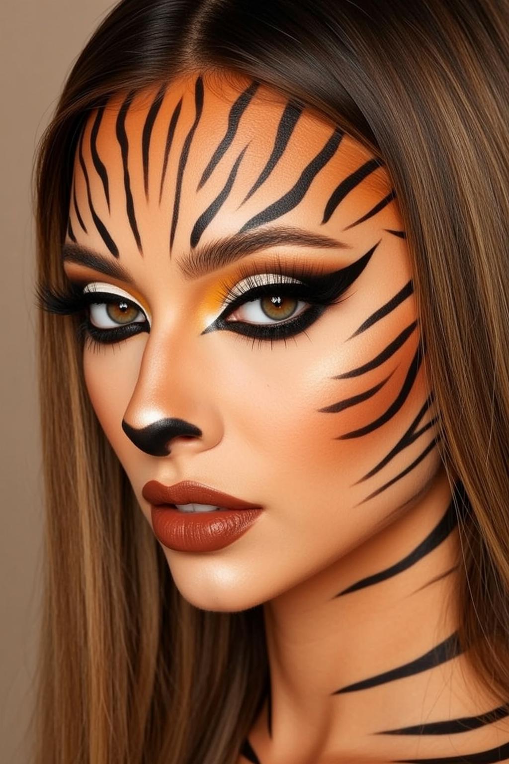 Tiger Face Paint Studio Portrait reference photo