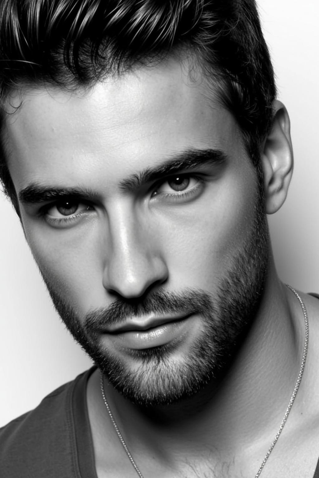 Close-up Headshot Portrait Young Man With Dark Styled Hair Swept reference photo