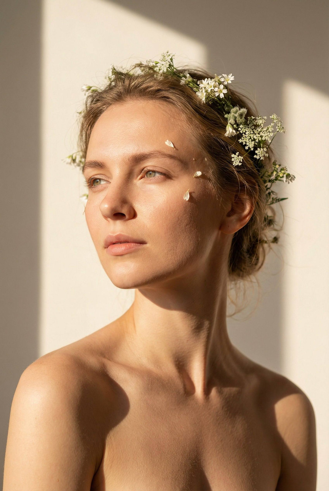 Realistic Wildflower Portrait Warm Light