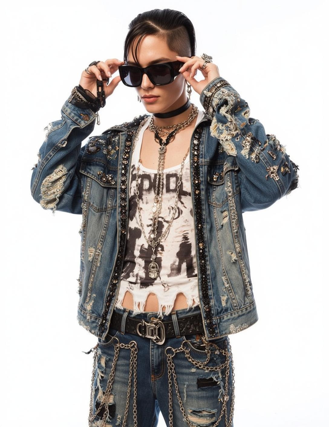Cybercore Recreate This Scene Prompt Description Androgynous reference photo