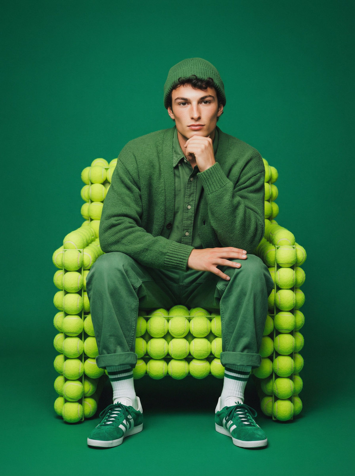 Realistic Green Studio Portrait Tennis Chair