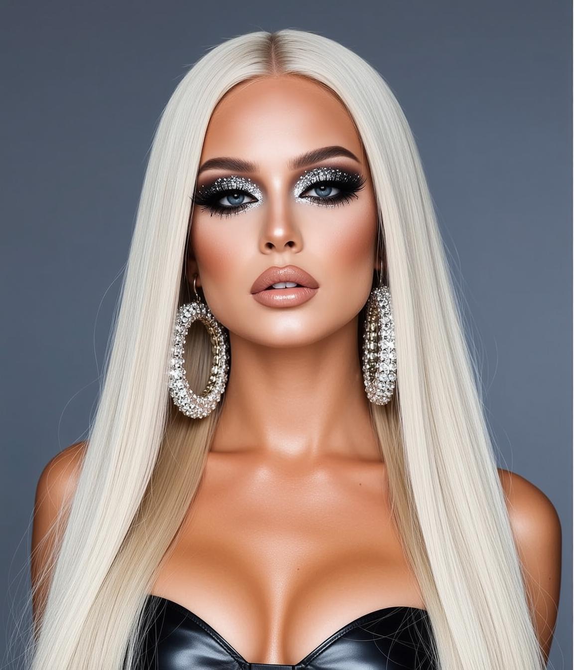 Makeup Depicted Head Shoulders Facing Directly Towards reference photo