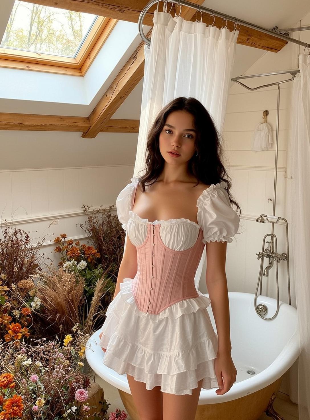 Pink Corset Bathroom Vintage Look reference photo