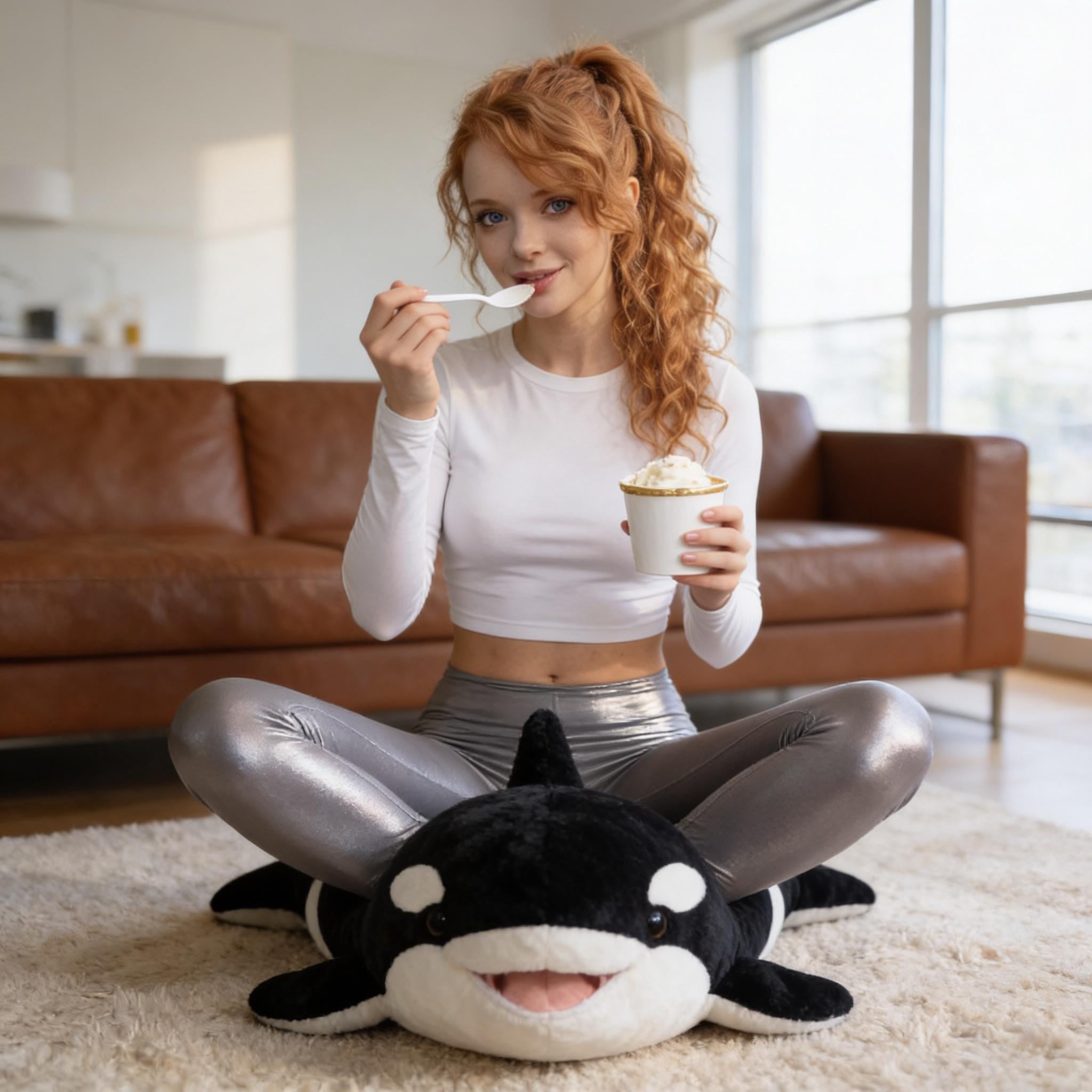 White Crop Top Metallic Leggings Plush Toy
