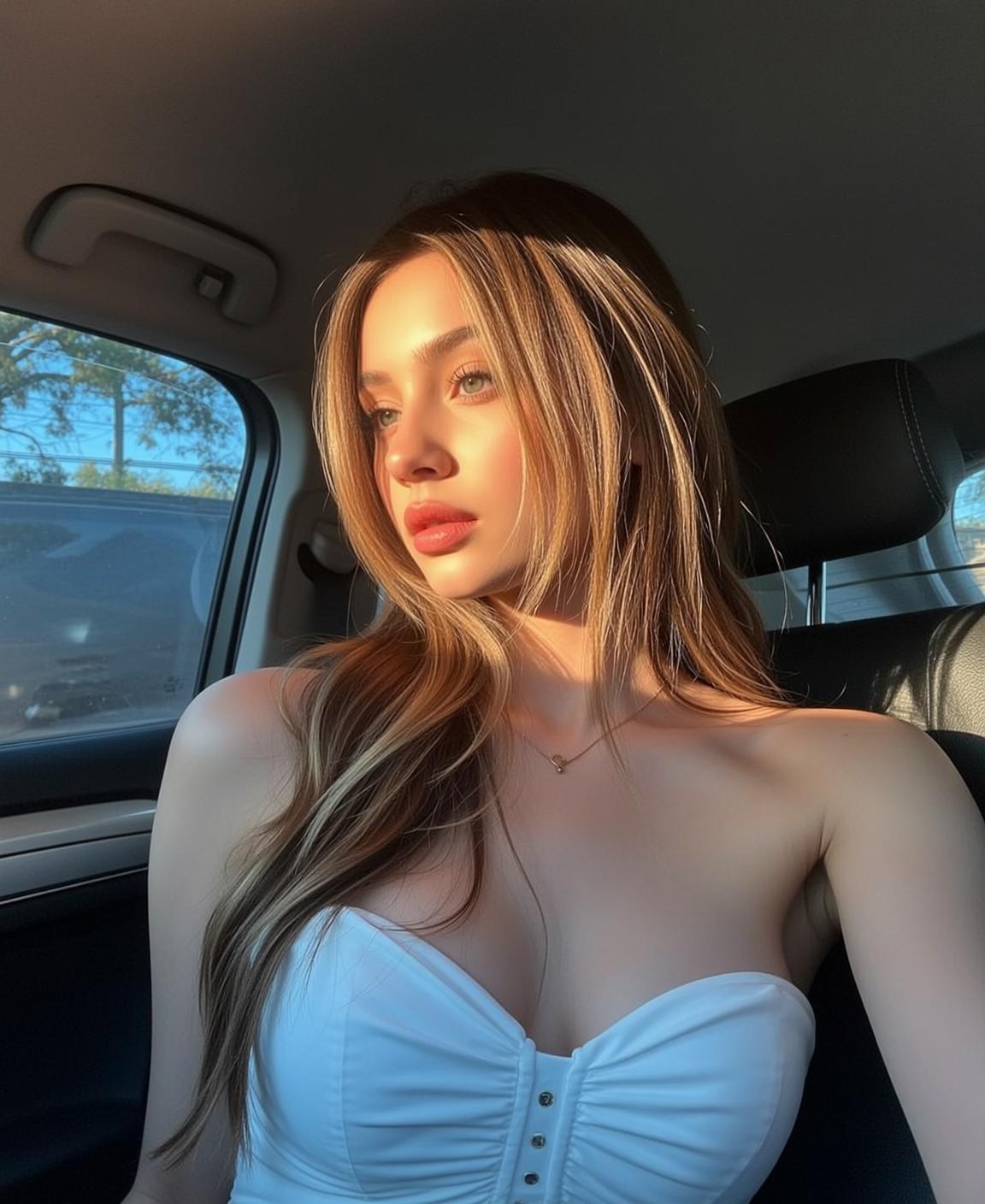Sitting In Car Golden Hour Sunlight reference photo