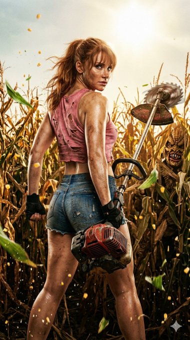 Cornfield With String Trimmer And Monster Face