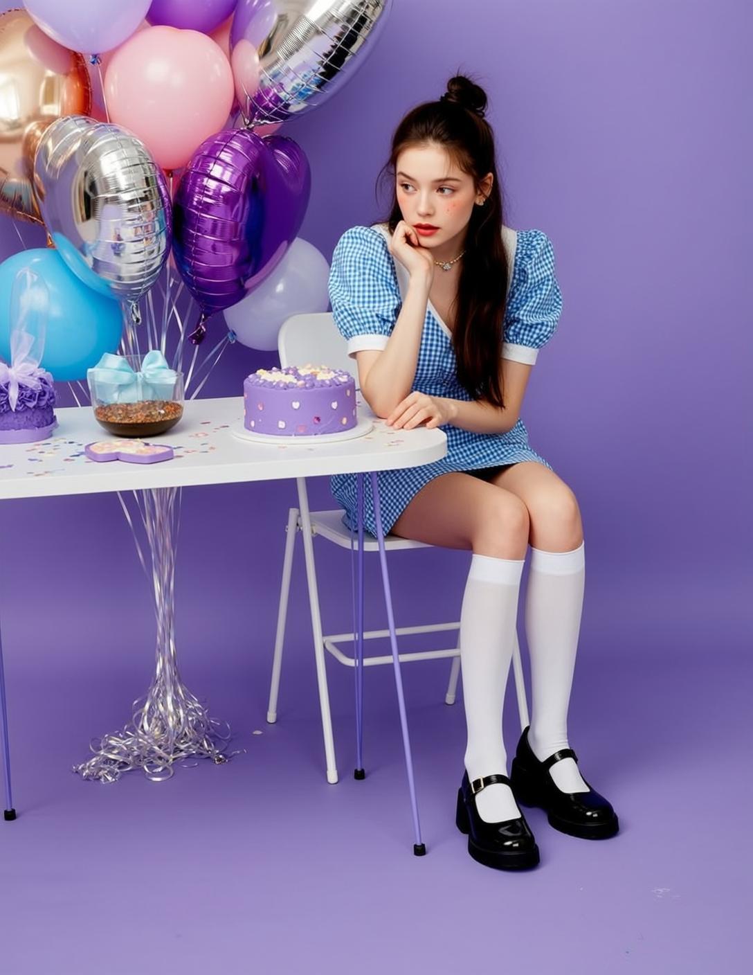Purple Studio Table Chair Pose reference photo