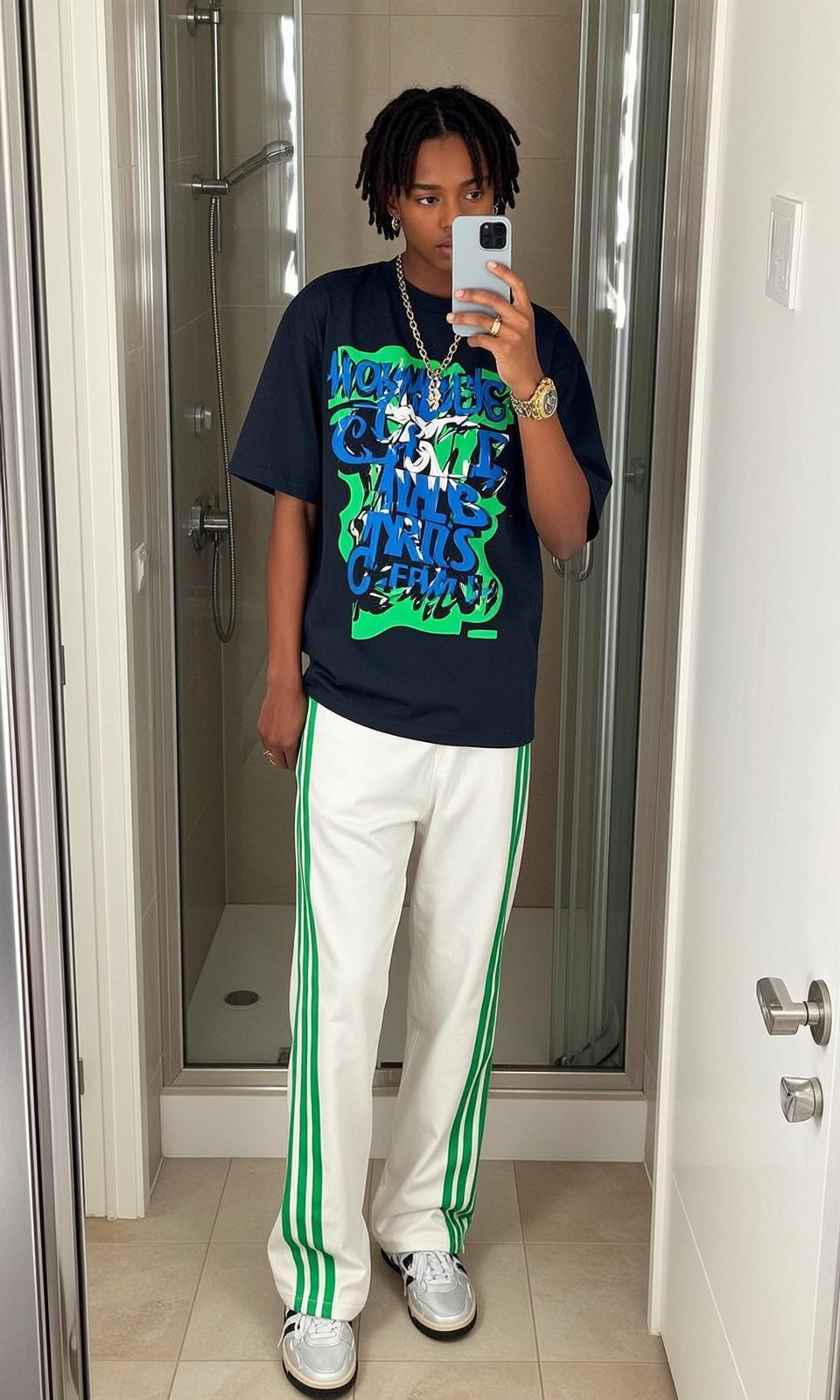 Graphic Tee Mirror Selfie Outfit reference photo