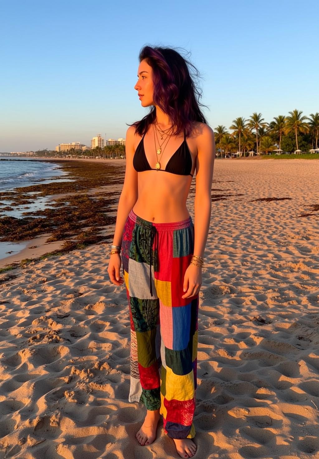 Beach Golden Hour Purple Streaks Bikini reference photo