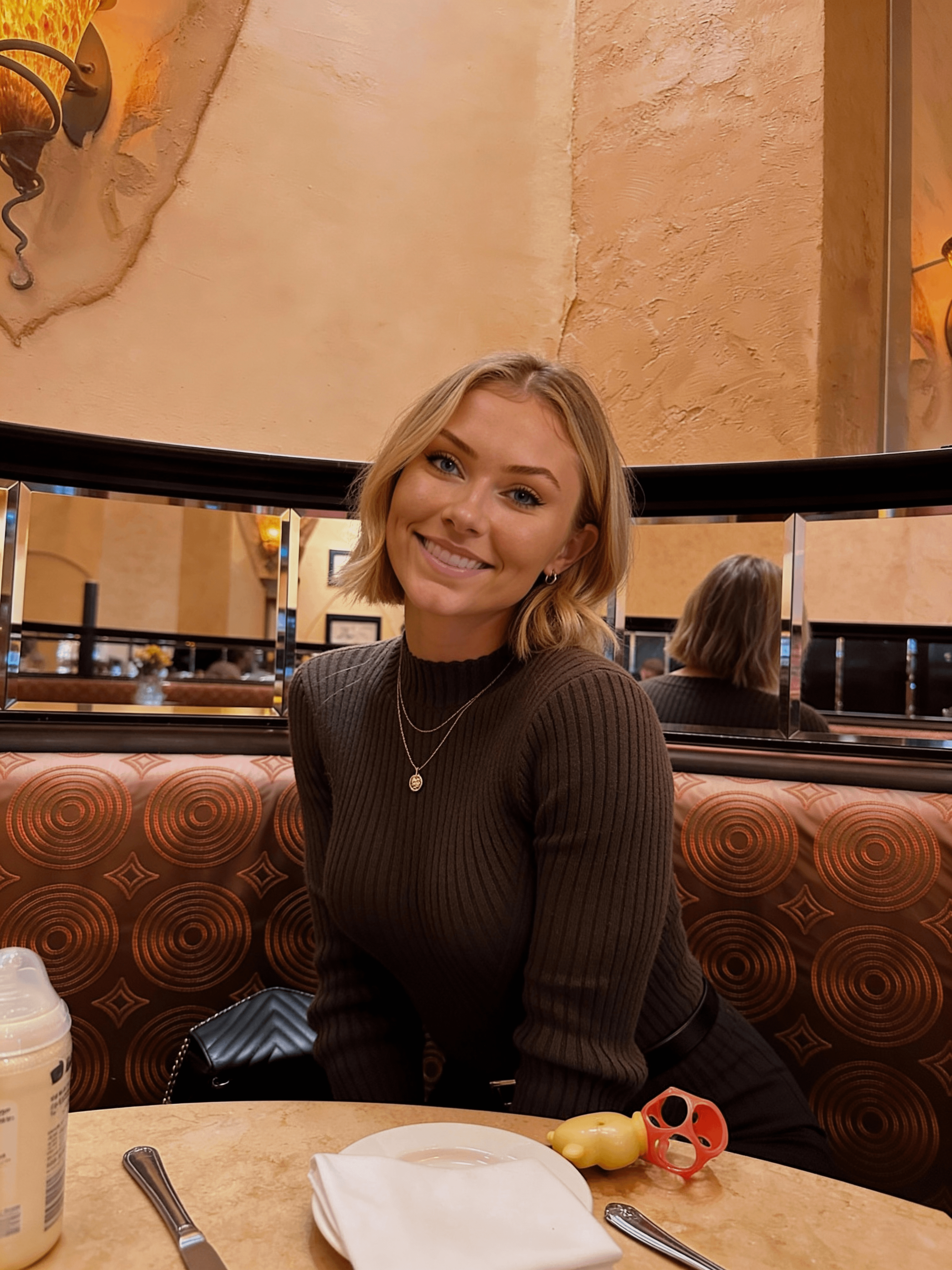 Seated At Restaurant Table Smiling reference photo