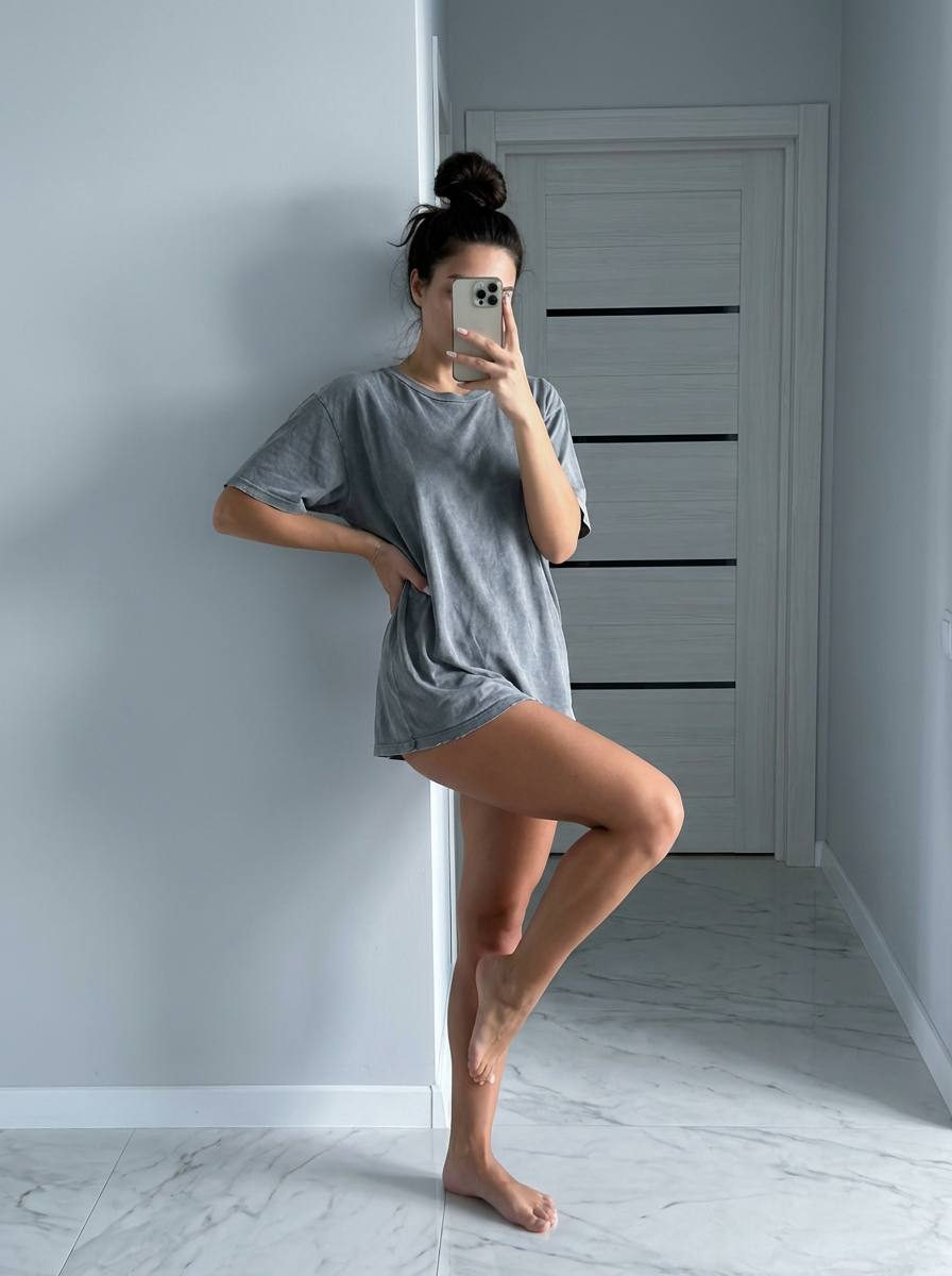 Woman Relaxed Minimalist Interior Photorealistic