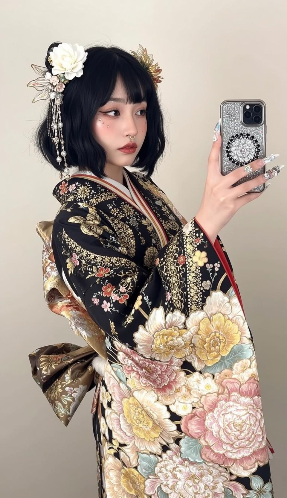 Floral Kimono Selfie reference photo