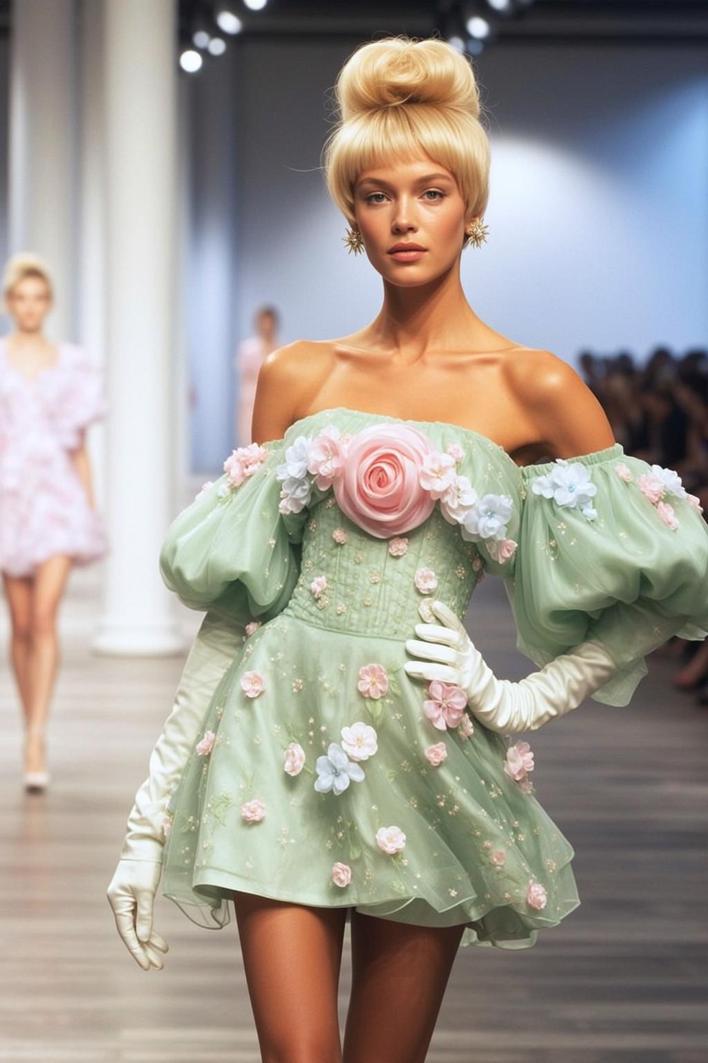 Fairycore Young Blonde Updo Bangs Fair Off-the-shoulder reference photo