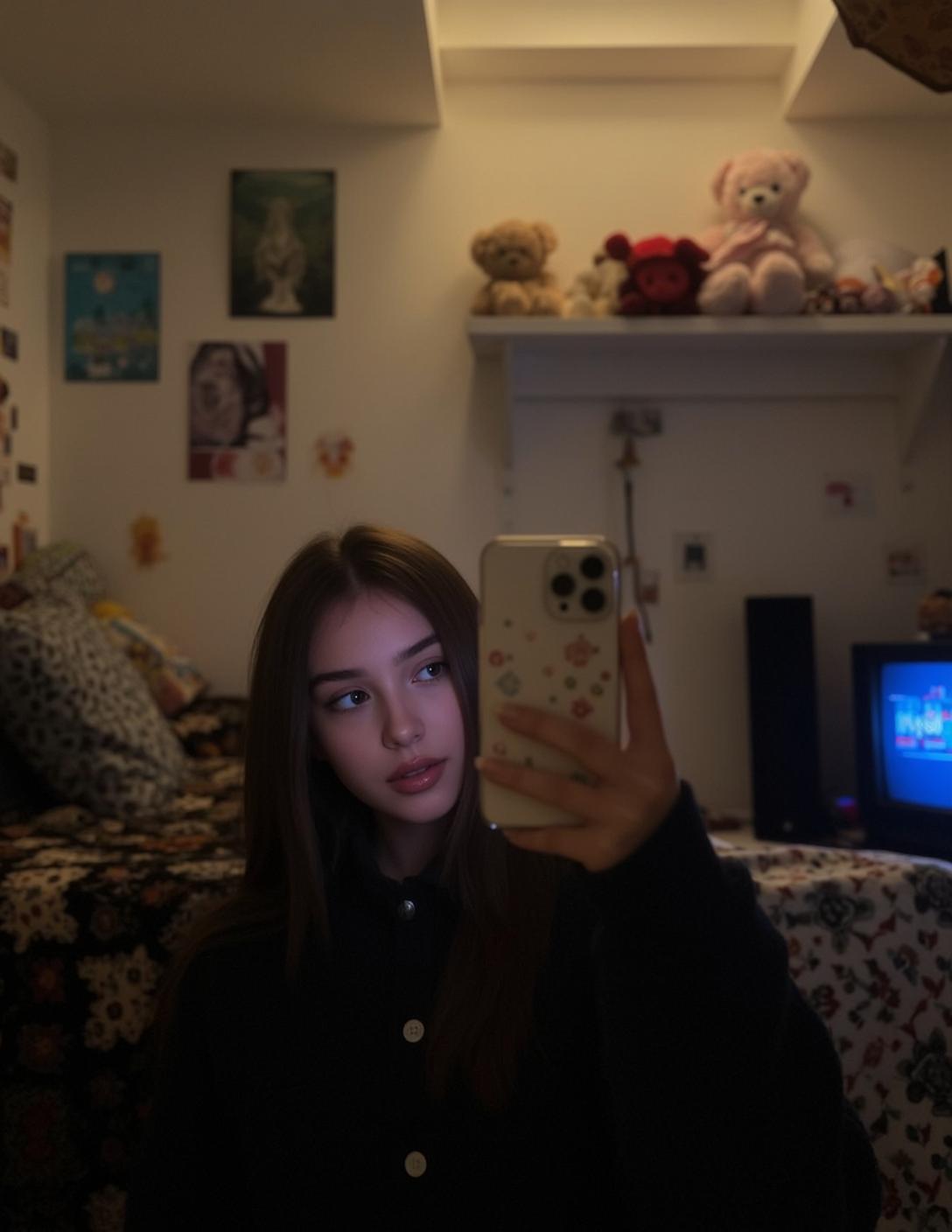 Dark Sweater Mirror Selfie reference photo