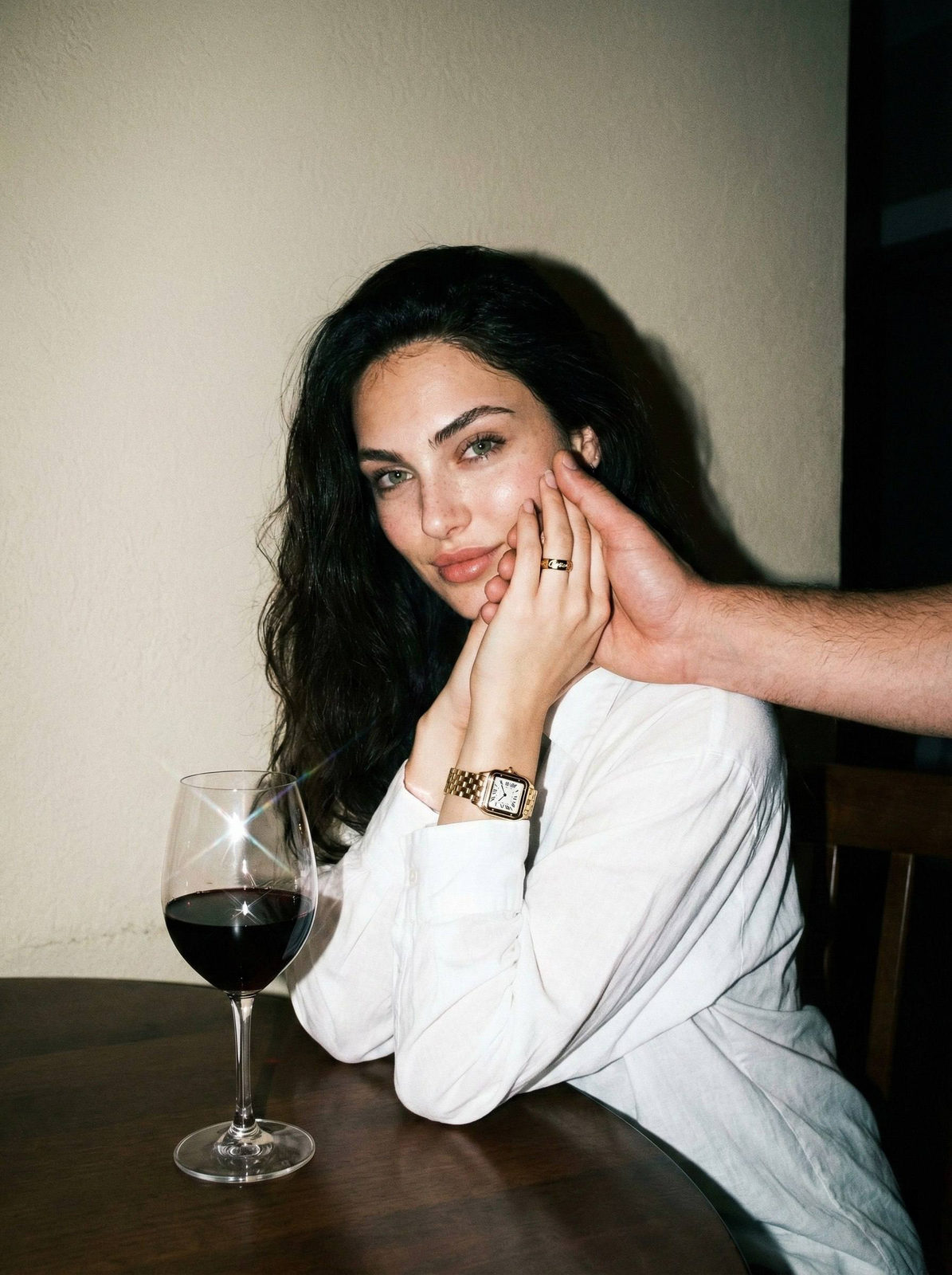 Woman Table Y2k Flash Realistic Shadows