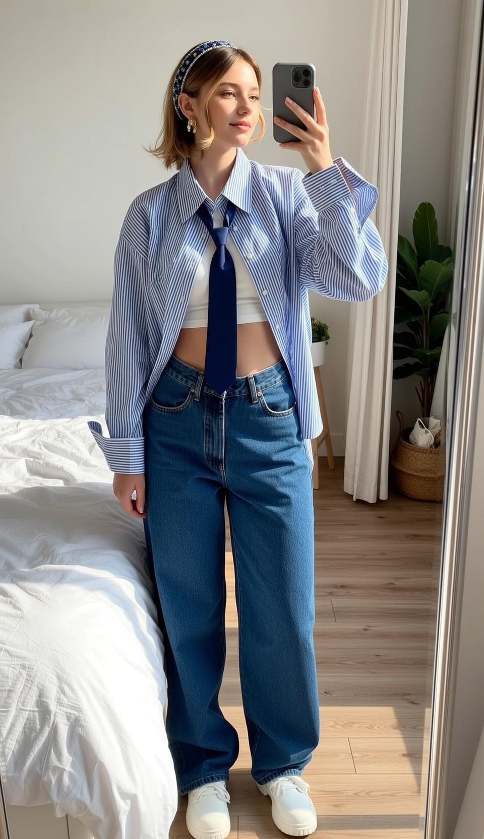 Striped Top and Jeans Bedroom Mirror reference photo