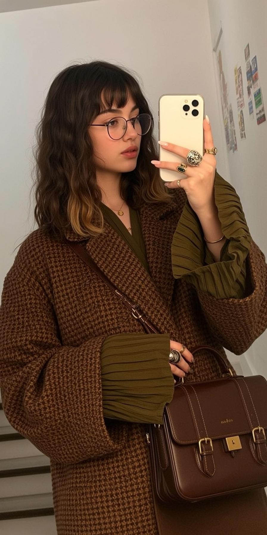 Autumn Young Dark Brown Wavy Bangs Fair reference photo