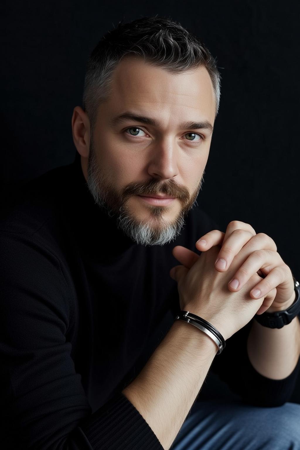 Black Turtleneck Clasped Hands reference photo