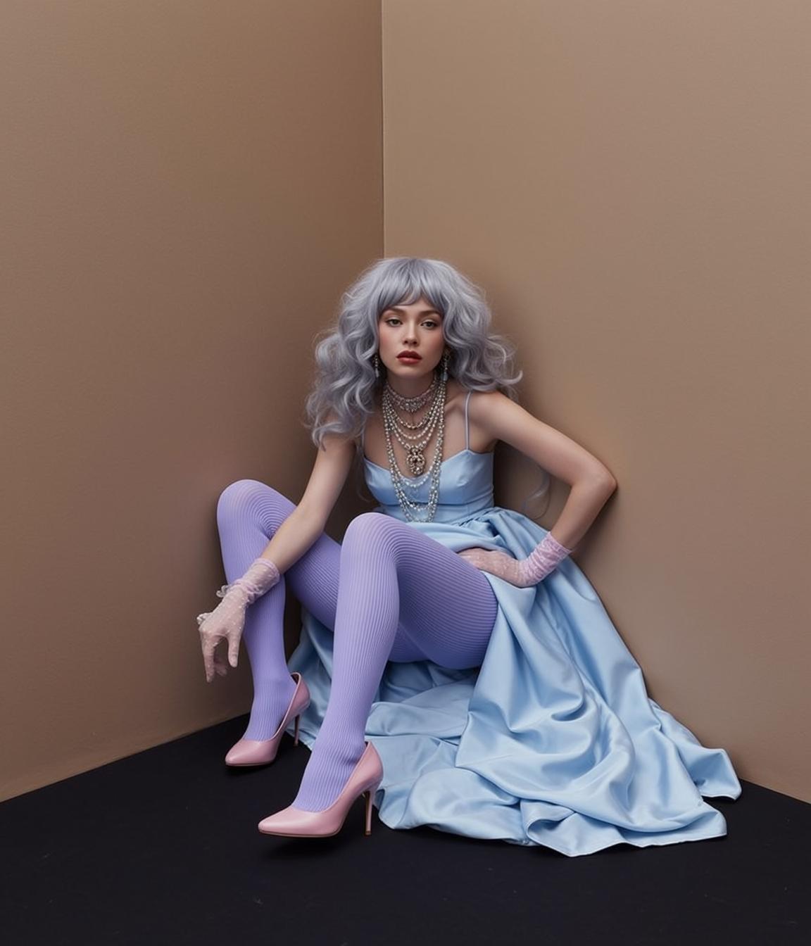 Balletcore Seated Corner Leaning Back Against Walls reference photo