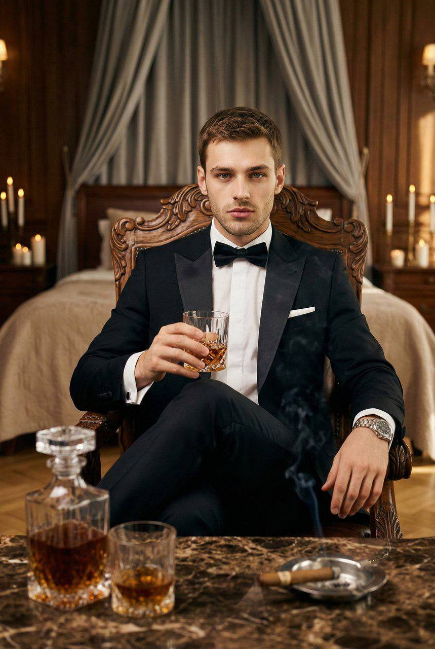 Realistic Man Tuxedo Amber Liquid Interior